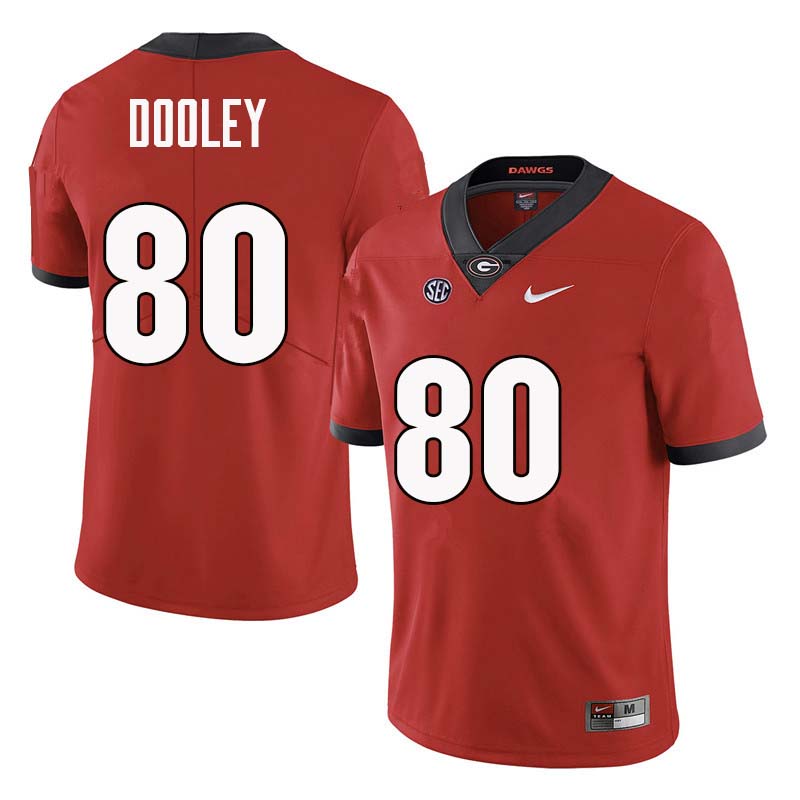 Men Georgia Bulldogs #80 J.T. Dooley College Football Jerseys Sale-Red - Click Image to Close